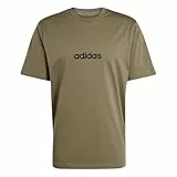 adidas Herren Essentials Linear Single Jersey Shirt, Olive strata/Black, L