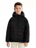 SOLOCOTE Kinder Wintermantel Wasserabweisend Winddicht Schwerer Gesteppt Puffer Parka Jacke Oberbekleidung für Jungen Mädchen Schwarz 158-164