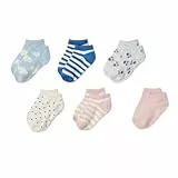 Amazon Essentials Mädchen No Show Gemusterte Socken, Rosa/Blau, Blumenmuster, Größe S (2–4 Jahre)