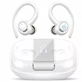Csasan Bluetooth Kopfhörer Sport, in Ear Kopfhörer Kabellos Bluetooth 5.3 mit Ohrbügel, Hi-Fi Stereo Sound, 48Std Earbuds mit 4 ENC Noise Cancelling Mikrofon, IPX7 Wasserdicht Ohrhörer, Weiß