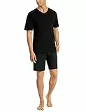Uncover by Schiesser Herren Pyjama Kort Schlafanzug kurz, Schwarz, 54 EU