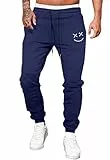 Meilicloth Hose Herren Jogginghose Männer Freizeithose Baumwolle Lang mit Kordelzug-Aufdruck Sweatpants Herren mit Taschen Regular Fit Blau XL