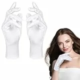 Aomig Handschuhe Damen Herren Kostüm-Handschuhe Zubehör Etiquette-Genähte Handschuhe & Fäustlinge für Formelle Smokings Karneval Weihnachten Polizei Parade Maskerade Cosplay Schmuckinspektion (Weiße)