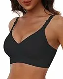 HORISUN Bequemer Nahtloser BH mit Vollständiger Abdeckung für Damen, Kabellose Push-Up BHS mit Weicher Unterstützung Normale und Große Größen (Schwarz 4XL)