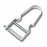 Victorinox Sparschäler STAR, Kartoffelschäler, Zweischneidig mit Pendelklinge, Extra Scharf, Metallgriff, Swiss Made