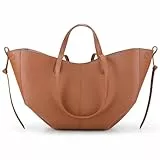 CHAMAIR Shopper Tasche Damen Groß Leder Handtasche Tote Bag mit Kleine Geldbörse Ledertasche Damen Umhängetasche Stilvoll Henkeltaschen Women's Totes Tragetasche, Camel