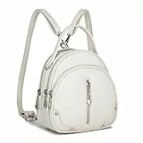 Miss Lulu Damen Handtasche Mini Rucksack Kleiner Eleganter Cityrucksack für Frauen Leichter Reiserucksack mit Abnehmbarem Riemen und 4 Reißverschlusstaschen