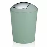 kela Kosmetikeimer grün 1,7l, Minimülleimer Badezimmer mit Schwingdeckel, Kunststoff, MARTA, kleiner Tischmülleimer jadegrün matt