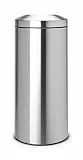 Brabantia Papierkorb 'Le Tube' 30L mit Zinkeinsatz (hoher Deckelring) - Matt Steel