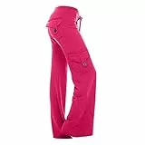 KOG Sale Damen Hosen Damen Cargo Hosen Elegant Sommerhose Baumwolle Mode Cargo Hose Frauen Jogginghose Einfarbig Laufhose Rote Chino Hose Oversized Hose Weites Bein Knalliges Pink 3XL