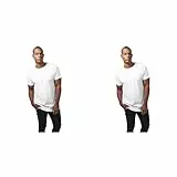Urban Classics Herren T-Shirt Long Shaped Turnup Tee, lässiges T-Shirt für Männer, in langem Schnitt, erhältlich in vielen Farben, White, L