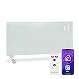 Klarstein Elektroheizung, Konvektor-Heizung mit Bodenrollen, Mobile Energiesparend, Leise, Standgerät Heizkörper Elektrisch mit Thermostat & App-Steuerung, 2000 W