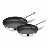 Tefal Jamie Oliver by Cook's Direct On Pfannen-Set 24/28 cm, Antihaft, Induktionstauglich, Backofenfest, Edelstahl, Genieteter Griff, E304S244