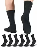 FORVEVO Socken Herren 43-46 Baumwolle,Weich Tennissocken Herren Gepolstert,Atmungsaktiv Cerw Sportsocken,Laufsocken Schwarz 6 Paar
