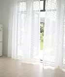 Homxi Vorhänge Wohnzimmer Durchsichtig 2er Set,2 x 107W x 138H cm,Vorhang Halbtransparent Weiß Wassertropfen Muster Gardinen Nach Maß mit Ösen
