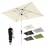 Doppler Sonnenschirm für den Garten SL-AZ Auto Tilt 220x140 cm Natur I Gartenschirm knickbar I Kurbelschirm mit UV-Schutz 80+ I Kurbelschirm aus Aluminium I regenabweisendes Polyester-Schirmdach