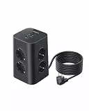 Anker Mehrfachsteckdose, 8-fache Steckdosenleiste, Steckerleiste mit 4 USB, 20W USB C Schnellladen, Mehrfachsteckdose mit Schalter, 2m Kabel Steckdosenturm für Büro, Zuhause, Gaming