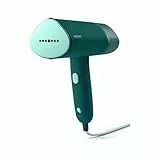 Philips 3000-Serie Tragbarer Dampfglätter - 1000 W, 20 g/min Dampfdruck, Abnehmbarer 120-ml-Wassertank, Metall-Dampfplatte, inkl. Aufbewahrungsbeutel, 660 g leicht, Dunkelgrün (STH3020/70)