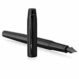 Parker IM Füller | Mattschwarz mit schwarzen Zierteilen | Füllfederhalter mit feiner Feder und blauer Tinte | Geschenkbox
