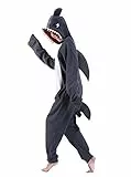 dressfan Unisex Tier Hai Kostüm Jumpsuits Pyjamas Karneval Halloween Cosplay Kostüm Weihnachten Schlafanzug für Damen& Herren,Grau,XXL