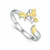 SOESON Fuchs Ring Damen 925 Sterling Silber Verstellbar Tier Ringe Offener Ringe Geschenk Schmuck für Damen（8#）
