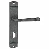 domino Türgriff 72 Drückergarnitur BB-Buntbart Set Langschildgarnitur Türklinke für Zimmertür, Bürotür, Kellertür & Innentür L-Form Türdrücker-Set aus Znal Nickel Antik LOFT M95