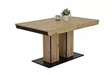 Hela Tische, Esstisch Säulentisch Agnes, Holzwerkstoff melaminbeschichtet, Dekor Artisan Eiche, Synchronauszug, 140-220x90x76cm