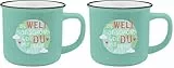 GRUSS & CO XL-Becher Motiv Welt | Lieblingsbecher aus Porzellan, Tasse mit Spruch, 55 cl, mit Geschenkbanderole | Geschenk Freundschaft, Liebe | 74183 (Packung mit 2)
