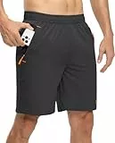 DAFENP Sporthose Wanderhose Herren Kurz Sommer Sport Shorts Schnell Trocken Laufshorts Atmungsaktiv Kurze Hosen für Fitness Gym Running mit Reißverschlusstaschen DK8853M-Grey-L