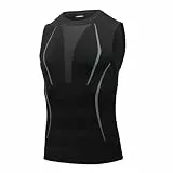 AMZSPORT Herren Kompressionsshirt Sports Tank Top Ärmelloses Funktionsshirt Laufshirt, Schwarz XL