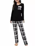 Evolyline Schlafanzug Damen Lang Pjama Set Zweiteiliger Schlafanzüge für Damen Langarm Nachtwäsche Pyjama Loungewear Homewear Lounge Set Kuschelig Hausanzug für Herbst Winter Pajamas for Women