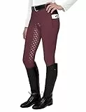 FitsT4 Sports Reithose Damen Silikon Vollbesatz Reitleggings mit Handytasche und Gürtelschlaufen