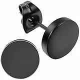 Flongo Ohrringe Herren Ohrstecker Damen: fake plug faux gauges fakeplug schwarz black tunnel Edelstahl Stud piercings earrings plugs black Geschenke für Frauen Männer 8mm