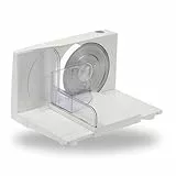 Sommertal Allesschneider AS170 150W Edelstahlmesser mit Wellenschliff, platzsparend klappbar, elektrische Schneidemaschine Brotschneidemaschine, Profi Aufschnittmaschine weiß 0-15mm