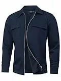 Indicode Herren INNello Zip Shirt Hemdjacke mit Kentkragen und Reißverschluss | Übergangsjacke Langarmhemd für Männer Sky Captain, S