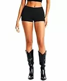 HAWILAND Radlerhose Damen Sexy Kurze Hose Stretch Hotpants Micro Shorts Party Festival Y2K Rave Outfit Schwarz S