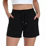 CAMPSNAIL Kurze Hose Damen Sommer Shorts Kurz Sport Hosen Baumwolle Sporthose Bequeme kurz Jogginghose (Schwarz,M)