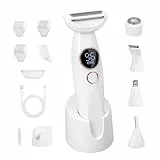 Carehabi 5-in-1 Intimrasierer für Frauen,Rasierer Damen Elektrisch, Damenrasierer intimbereich Ipx7 Wasserdicht mit USB Ladestation,Trimmer Damen Shaver für Gesicht Augenbrauen Körper Bikinizone