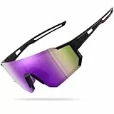 suoso Sportbrille-Sonnenbrille Herren-Damen-Fahrradbrille-Sunglasses men-Polarisiert-UV400-Damen-Ski Sonnenbrille-Schnelle Brille Rave-Radfahren-Fahrrad-Angeln-Rennrad brille 9-Schwarz lila