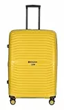 Stratic Bright+ Hartschalen-Koffer Trolley Koffer groß Reisekoffer, wasserabweisend, 4 Rollen, erweiterbar, TSA-Schloss (Größe L, Yellow Gold)