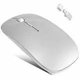 Azmall Mouse Wireless Bluetooth per MacBook Pro/Air/Mac/iPad/Laptop/Desktop/Mac/PC/Computer/telefono – Mouse da ufficio portatile sottile e silenzioso Con adattatore USB-C da 2,4 GHz Senza fili