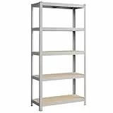 SONGMICS Schwerlastregal, Kellerregal, Lagerregal, 40 x 90 x 180 cm, Regal mit Stahlgestell, bis 875 kg belastbar, 5 verstellbare Ablagen, silbern GLR40SV
