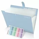 KONVINIT Fächermappe A4 Erweitern Dokumentenmappe Kunststoff Mappe mit 7 fächern Sortiermappe mit Farbetiketten Große Kapazität Documente Organizer,blau