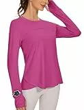 IECCP Sport Shirts für Damen Langarm Activewear Shirt UPF 50+ UV Schutz Sonnenschutz Langarmshirts mit Daumenloch