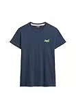 Superdry Herren Essential T-Shirt aus Bio-Baumwolle mit Logo Lauren Marineblau/Neon Limette L