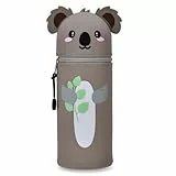 LVZONGXIN Kawaii Federmäppchen, 2-in-1 Weiche Silikontasche - Tischstifthalter, Reißverschluss, Silikon, Stiftetasche Buntstifte Marker, H 18,5 cm (Koala)