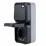 REV AquaStorm, Feuchtraum Steckdose Aufputz mit Lichtschalter, IP55, senkrecht, 230V, 16A, anthrazit