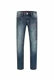 Camp David NI:CO Herren Jeans Regular Fit Light Vintage Print Jogg | gerades Bein, mittlere Leibhöhe, Five-Pocket, rote Kontrastnähte, Logo-Print, farbige Innenseite am Turn-up 36, 34