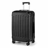 TANTOMI Koffer Mittelgroß, 24 Zoll Hartschalenkoffer, Trolley, Leichter ABS-Rollkoffer, Reisekoffer mit 4×360°-Rollen, 3-Stelliges Zahlenschloss (Schwarz, 65L)