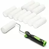 ToolSpace 10x Lackierwalze 11cm mit Griff Superfein Schaumstoffrolle 50 kg/m³ Schaumstoff Dichte Lacke Lasur Acryl Lösungsmittelbeständig Nicht-Aggressive Malerrolle Lackrolle Feinarbeiten Türen Möbel